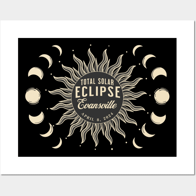 Total Solar Eclipse USA April 2024 Evansville Indiana Wall Art by TGKelly